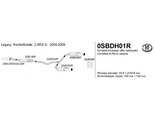Billede af Subaru Legacy Outback/Kombi/Estate 2,0R/2,5i - Simons Catback