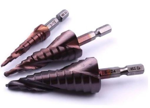 Billede af Keglebor / Juletræsbor - Hex HSS Nitriding black/Titanium Coated Step Drill - Sæt af 3 stk.