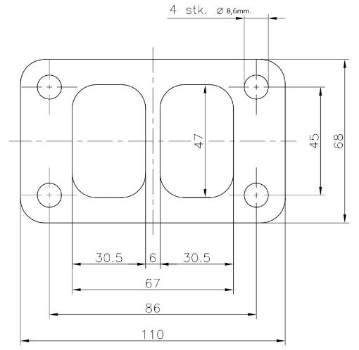 Billede af T3 turboflange med split