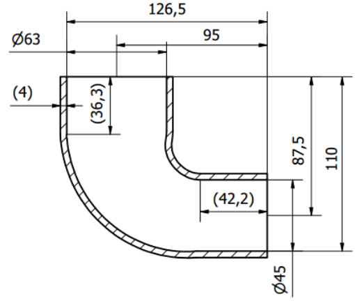 Billede af 1.75" til 2.5" / 45 mm. til  63.5 mm. - 90 graders silikonebøjning / reduktion - Sort