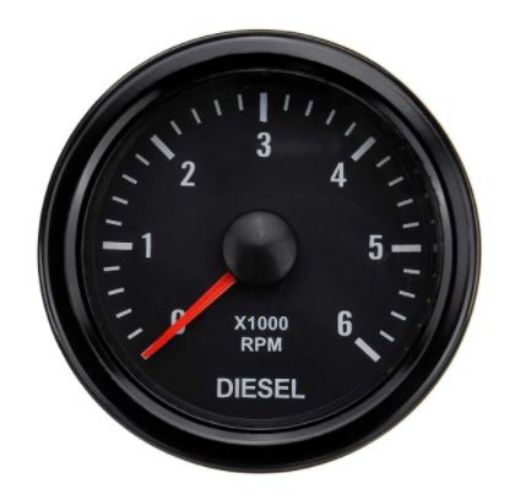 Billede af Omdrejningstæller - Sort - 52mm. - Diesel