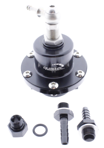 Billede af Qualitec high pressure brændstoftrykregulator med 8 mm slangestudser og manometer-prop