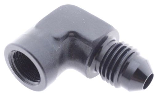 Billede af 90° AN vinkelfitting AN3 han – 1/8" NPT hun – sort