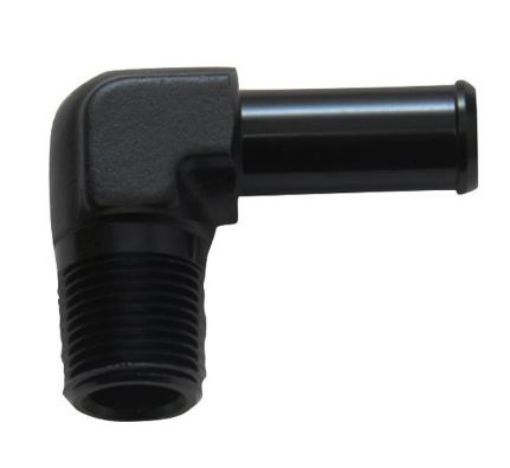 Billede af 90° slangestuds 3/8" NPT han – 8 mm – sort aluminium