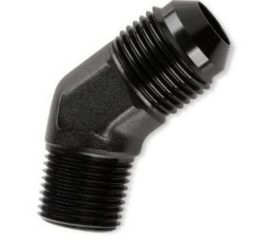 Billede af 45° AN vinkelfitting AN8 han – 3/8" NPT han – sort