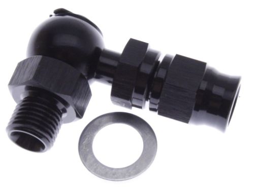 Billede af M10x1 - > AN3 hose - 90gr. Black  - PTFE fitting - Banjo fit