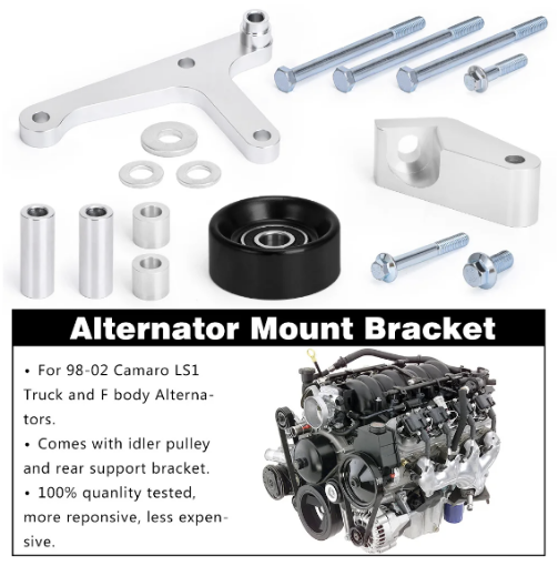 Billede af Aluminum Alloy LS/LS1 Alternator Bracket auto product Car accessories Fit for Camaro Durable Generator W/ Rear Brace