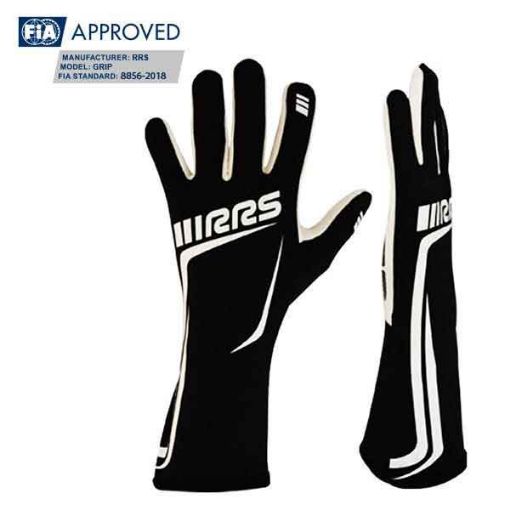 Billede af RRS GRIP 2 racing gloves - Black logo WHITE - FIA 8856-2018 - XL