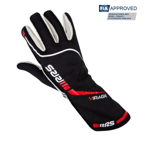 Billede af Racing gloves RRS VIRAGE 3 - BLACK logo RED - FIA 8856-2018 - M