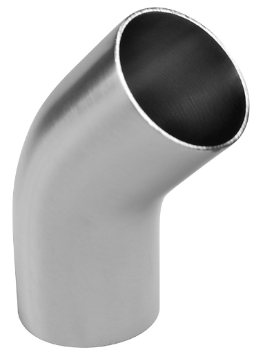 Billede af 4" - 101,6mm. Rustfri rørbøjning 45 grader - 304