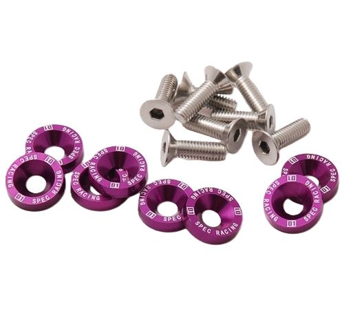 Billede af 8 x M6x20 Stål bolte + skiver - Lilla