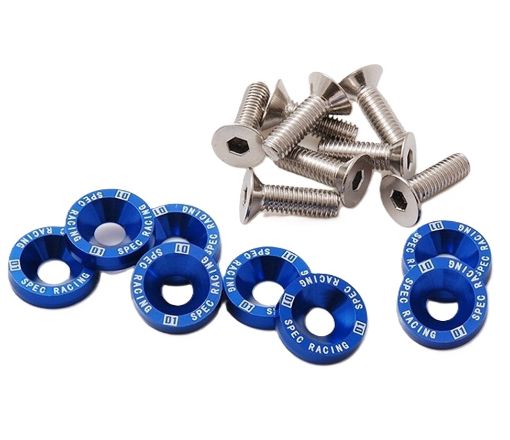 Billede af 8 x M6x20 Stål bolte + skiver - Blå