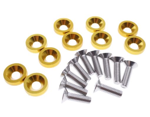 Billede af 8 x M6x20 Stål bolte + skiver - Gold