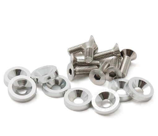 Billede af 8 x M6x20 Stål bolte + skiver - Sølv