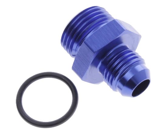 Billede af AN12 Han - AN8 O-ring (3/4"x16 SAE UNF) Han - Nippel Fitting - Blå Alu