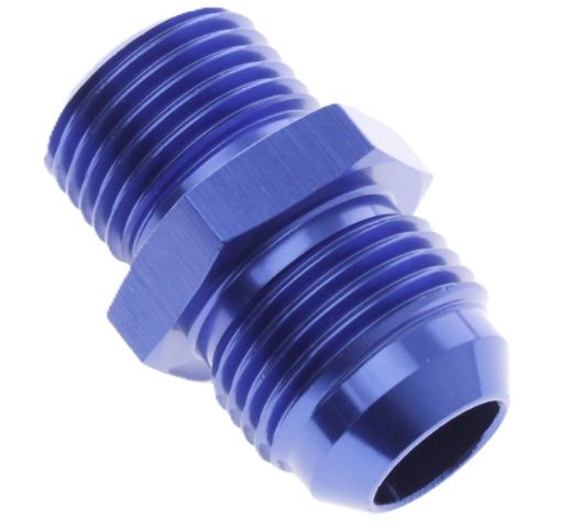 Billede af AN8 Han - 3/8"x19 BSP Han - Nippel Fitting - Blå Alu