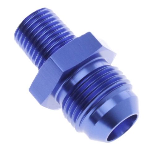 Billede af AN8 nippel-adapter til 3/8" NPT han – blå aluminium
