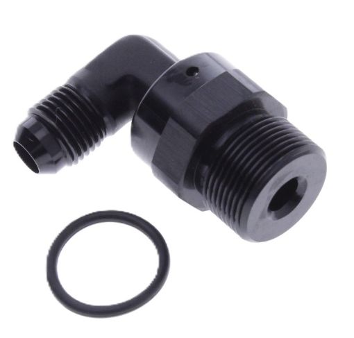Billede af 90° AN nippel-adapter – AN6 han til AN8 O-ring han – Sort