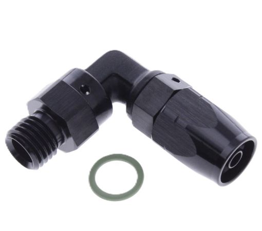 Billede af 90° slangefitting AN4 – M12x1,25 han sort