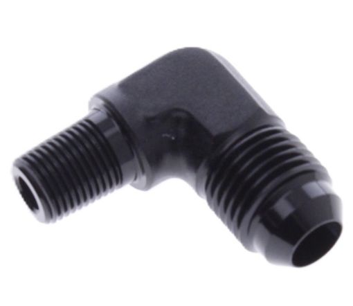 Billede af 90° AN vinkelfitting AN6 han – 1/8" NPT han – sort aluminium