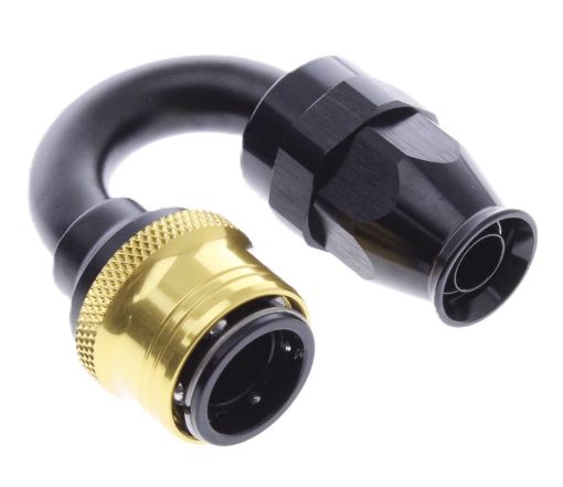 Billede af 180° PTFE Quick Connect Hose Ends -Black/Gold - AN8