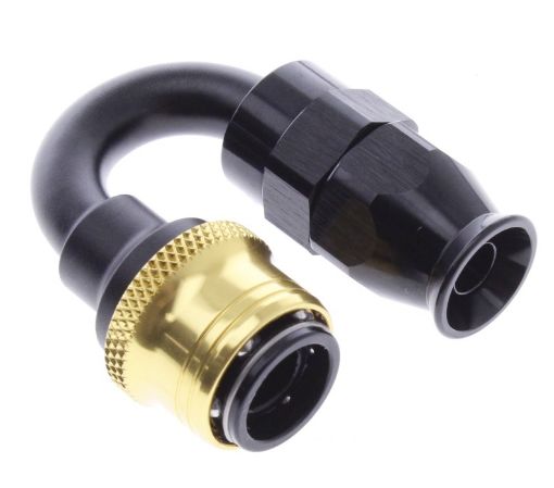 Billede af 180° PTFE Quick Connect Hose Ends -Black/Gold - AN6
