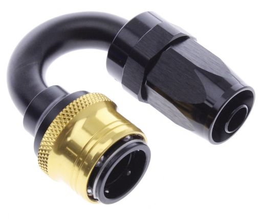 Billede af 180° Quick Connect Hose Ends -Black/Gold - AN8