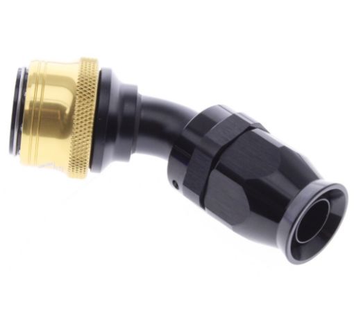 Billede af 45° PTFE Quick Connect Hose Ends -Black/Gold - AN12