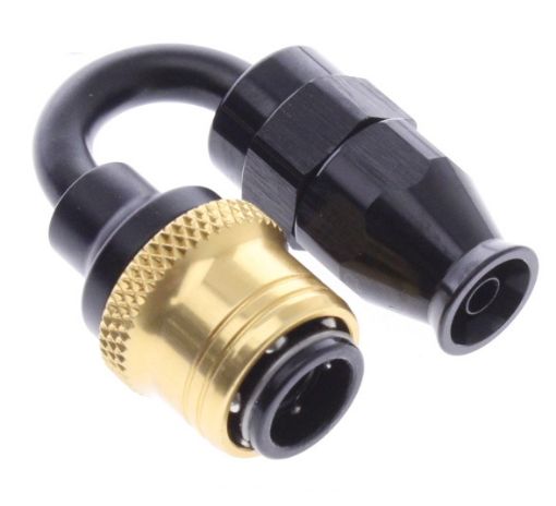 Billede af 180° PTFE Quick Connect Hose Ends -Black/Gold - AN4