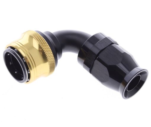 Billede af 90° PTFE Quick Connect Hose Ends -Black/Gold - AN12