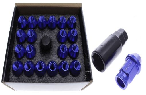 Billede af Aluminium Wheel nuts - M12*1.25 - Blue (Set of 20pc)