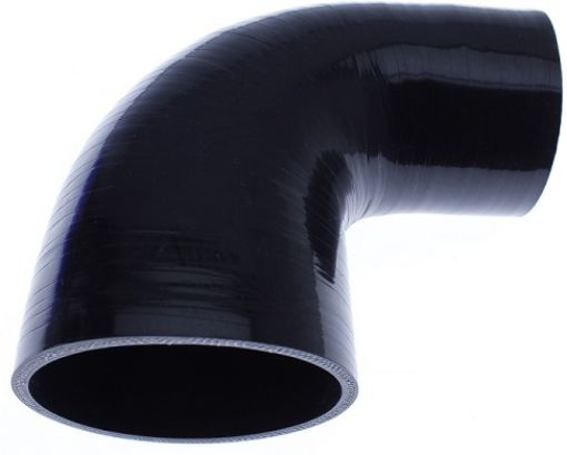 Billede af 2.25" til 3" / 57.2 mm. til  76 mm. - 90 graders silikonebøjning / reduktion - Sort