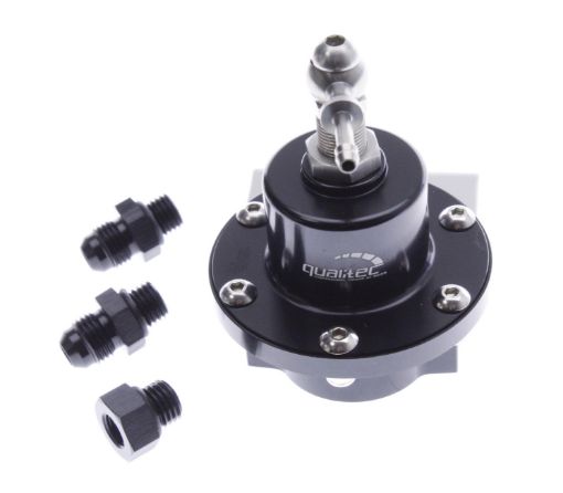 Billede af Qualitec high pressure brændstoftrykregulator – M12x1,5 med AN6 nipler og manometerprop